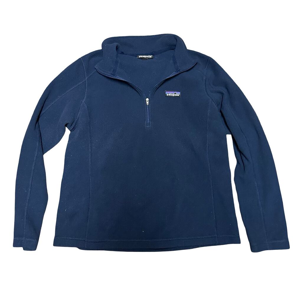 Patagonia 1/4 Zip Micro D Fleece Pullover Size Large Navy Blue Layering Winter